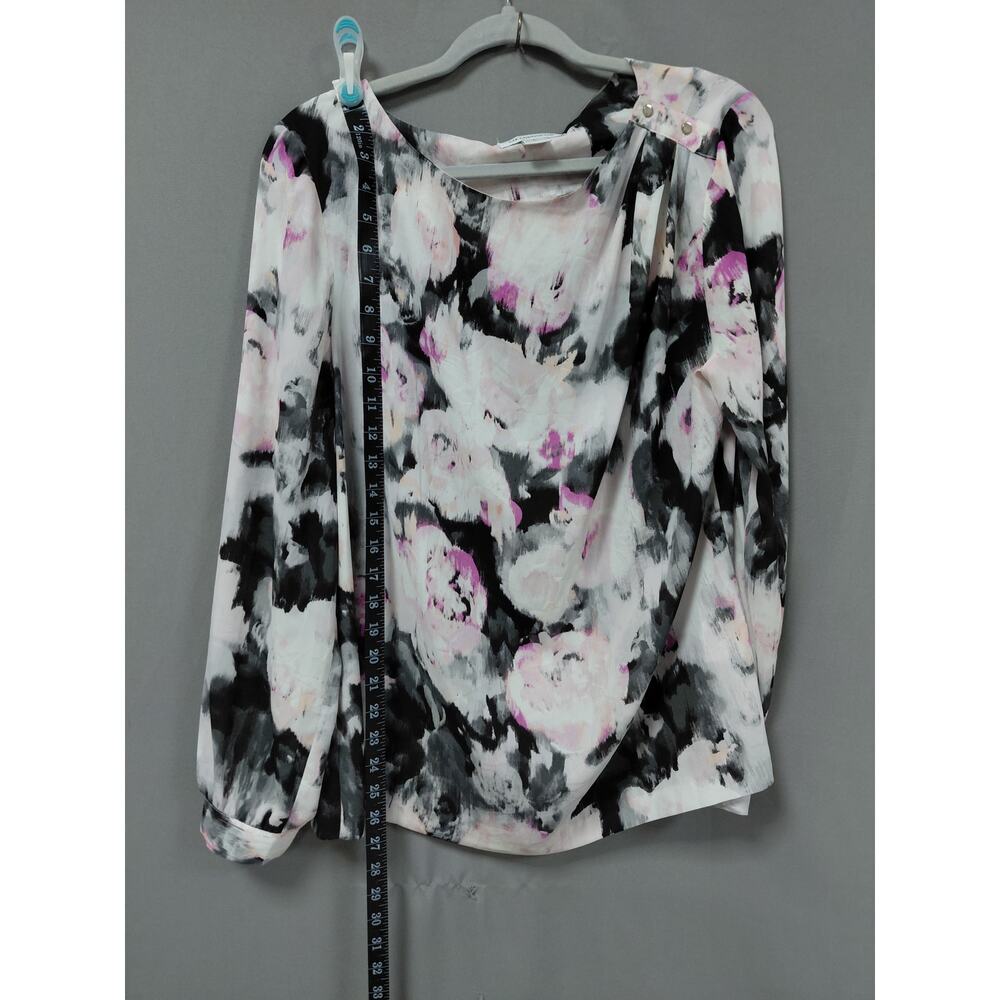 Liz Claiborne Multicolor Floral Crew Neck Chiffon Blouse Women Size XL - Picture 7 of 9